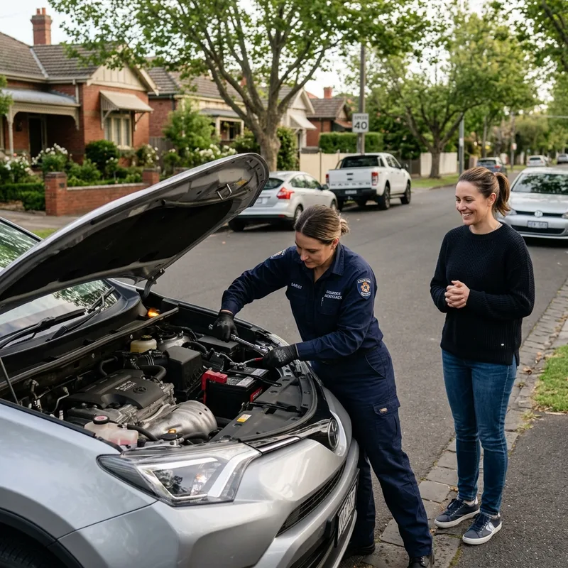 Swapping car battery on roadside